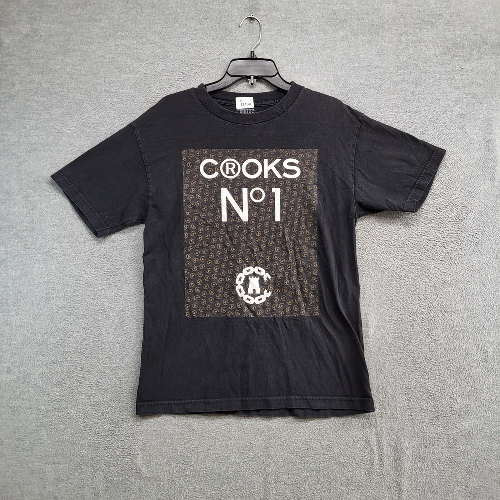 Crooks & Castles Men Shirt Medium Black Perfume No 1 Graphic Cotton Tee